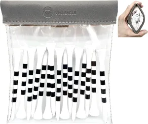 Golf Tee Pouch Bag Organizer with Clip, Transparent Squeeze Top Pocket for Golf Accessory and Valuable | 15 Bamboo Tees Included
