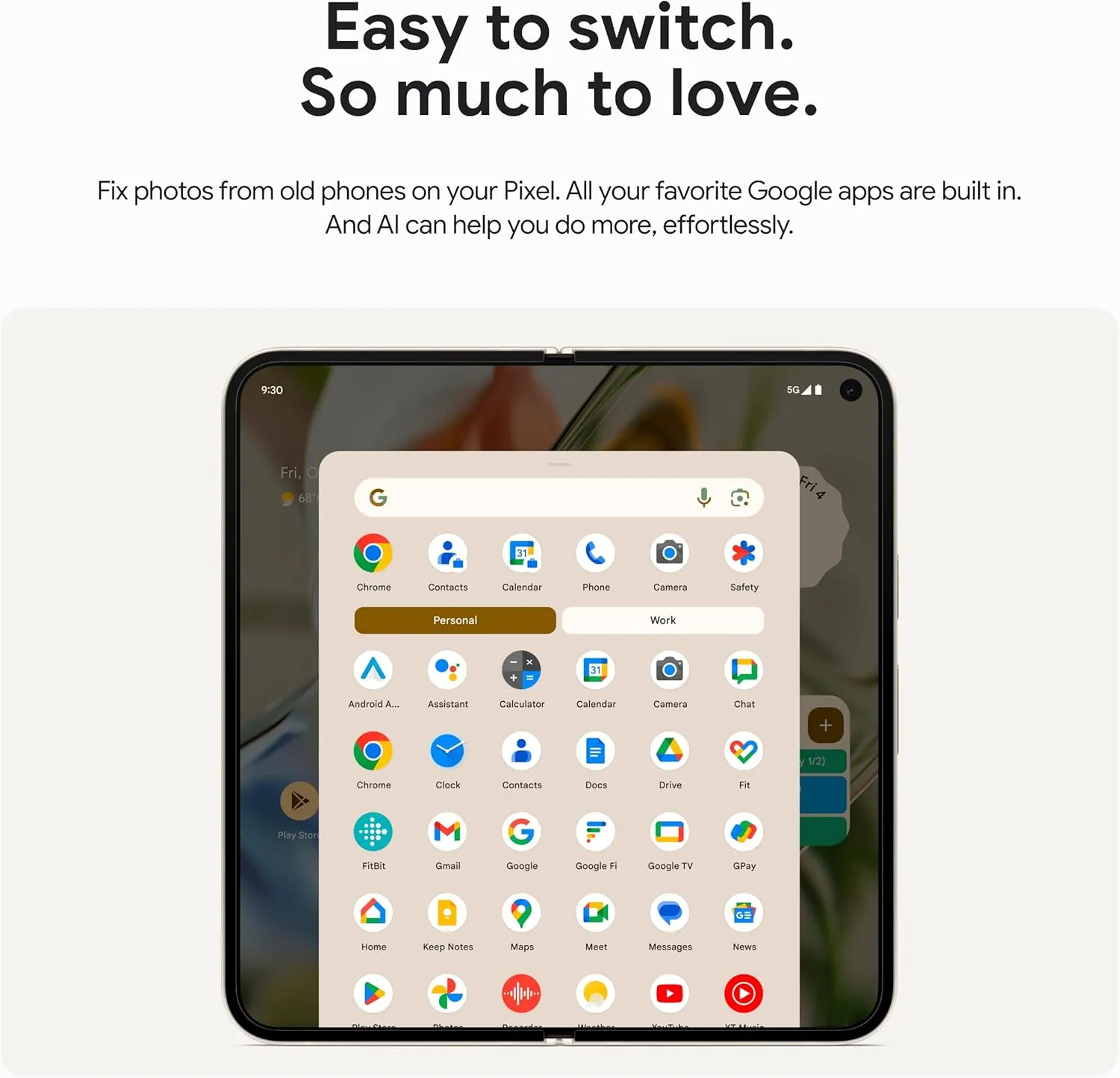 Google Pixel 9 Pro Fold - Unlocked Android Smartphone with Gemini - Advanced Triple Rear Camera System - Foldable Display - Hands-Free Video - Obsidian - 256 GB