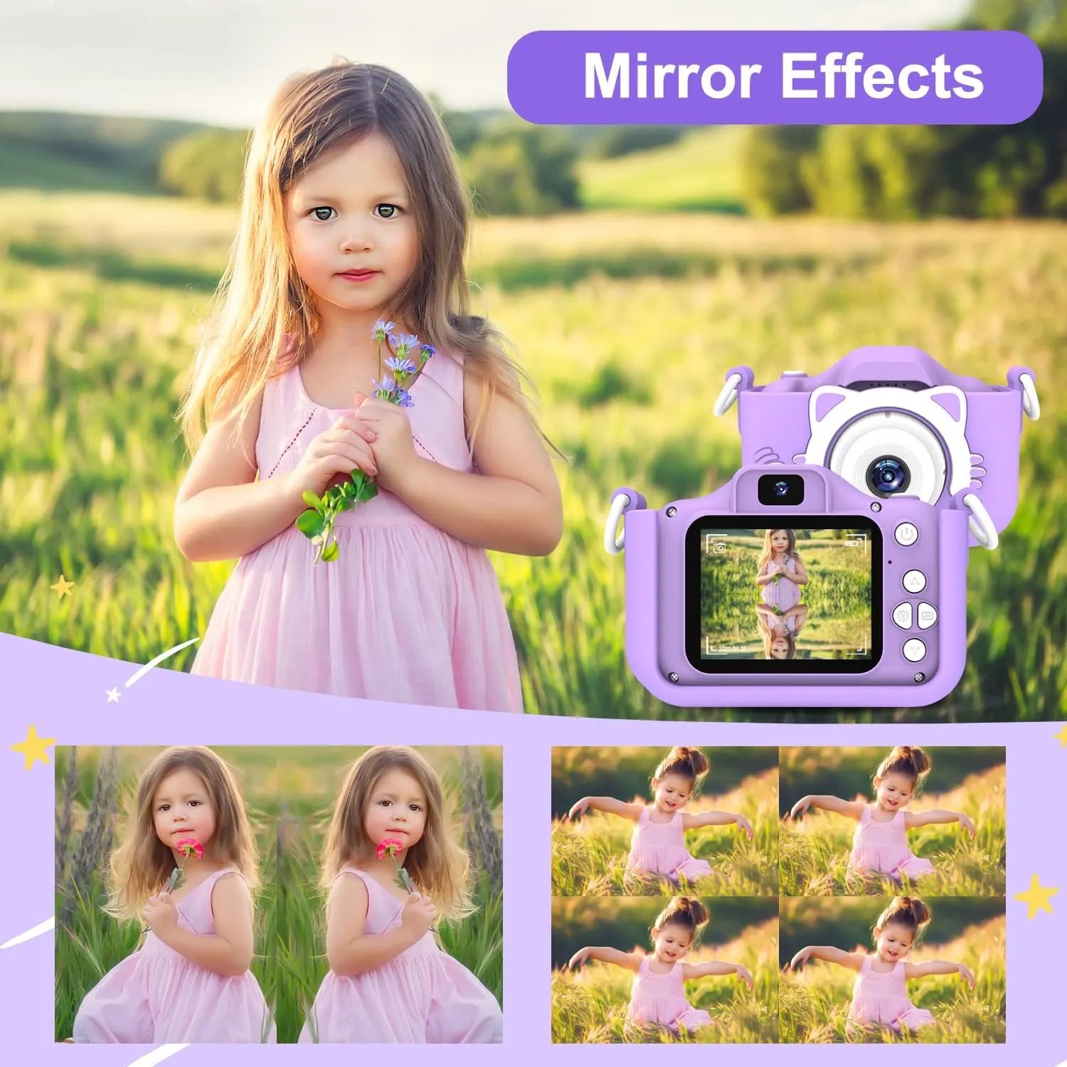 goopow Kids Selfie Camera, Christmas Birthday Gifts for Boys Age 3-9, HD Digital Video Cameras for Toddler, Portable Toy for 3 4 5 6 7 8 Year Old Boy&Girls with 32GB SD Card