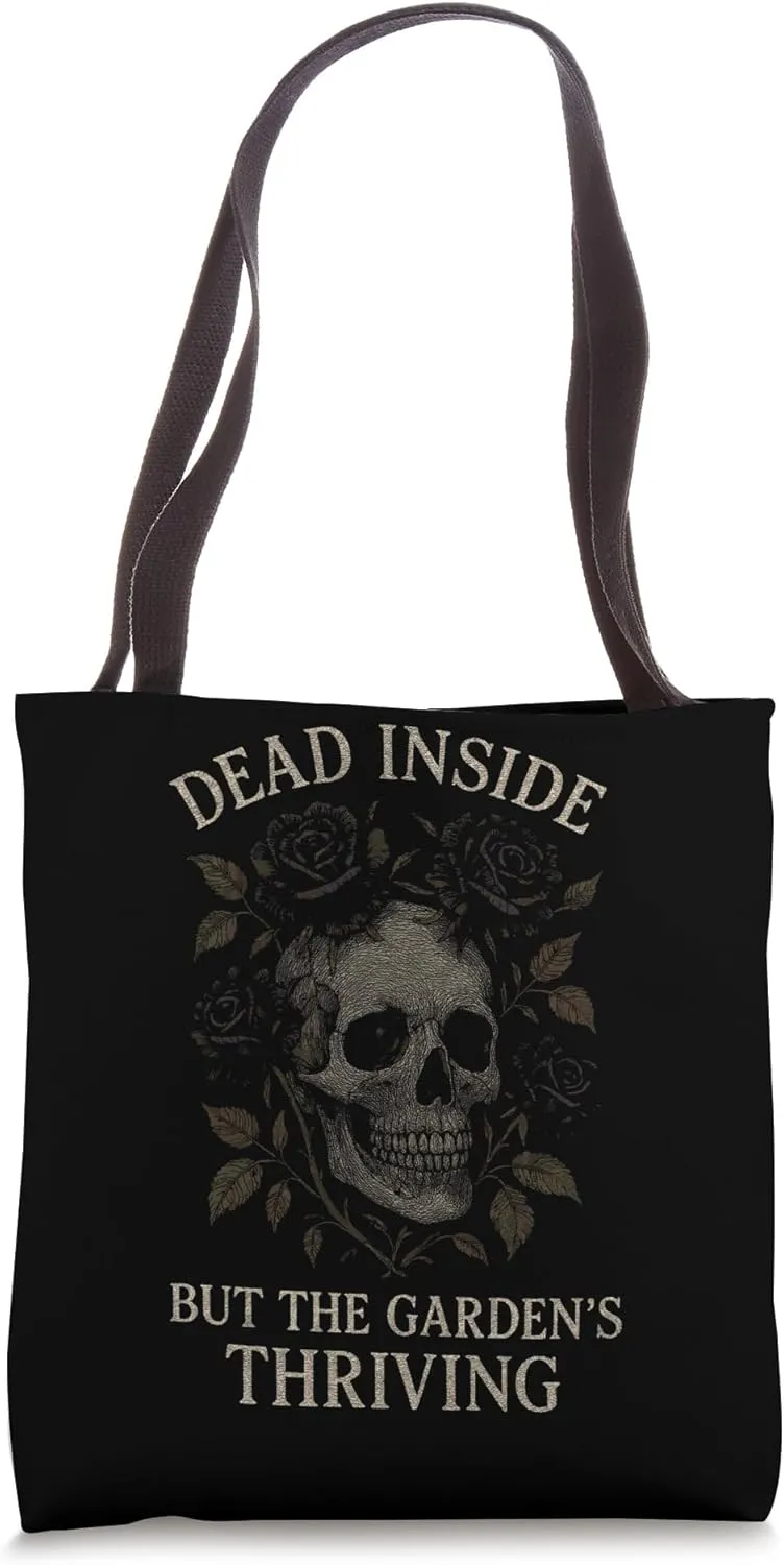 Goth Gardener Witchy Garden Skull Plant Moody Dark Aesthetic Tote Bag