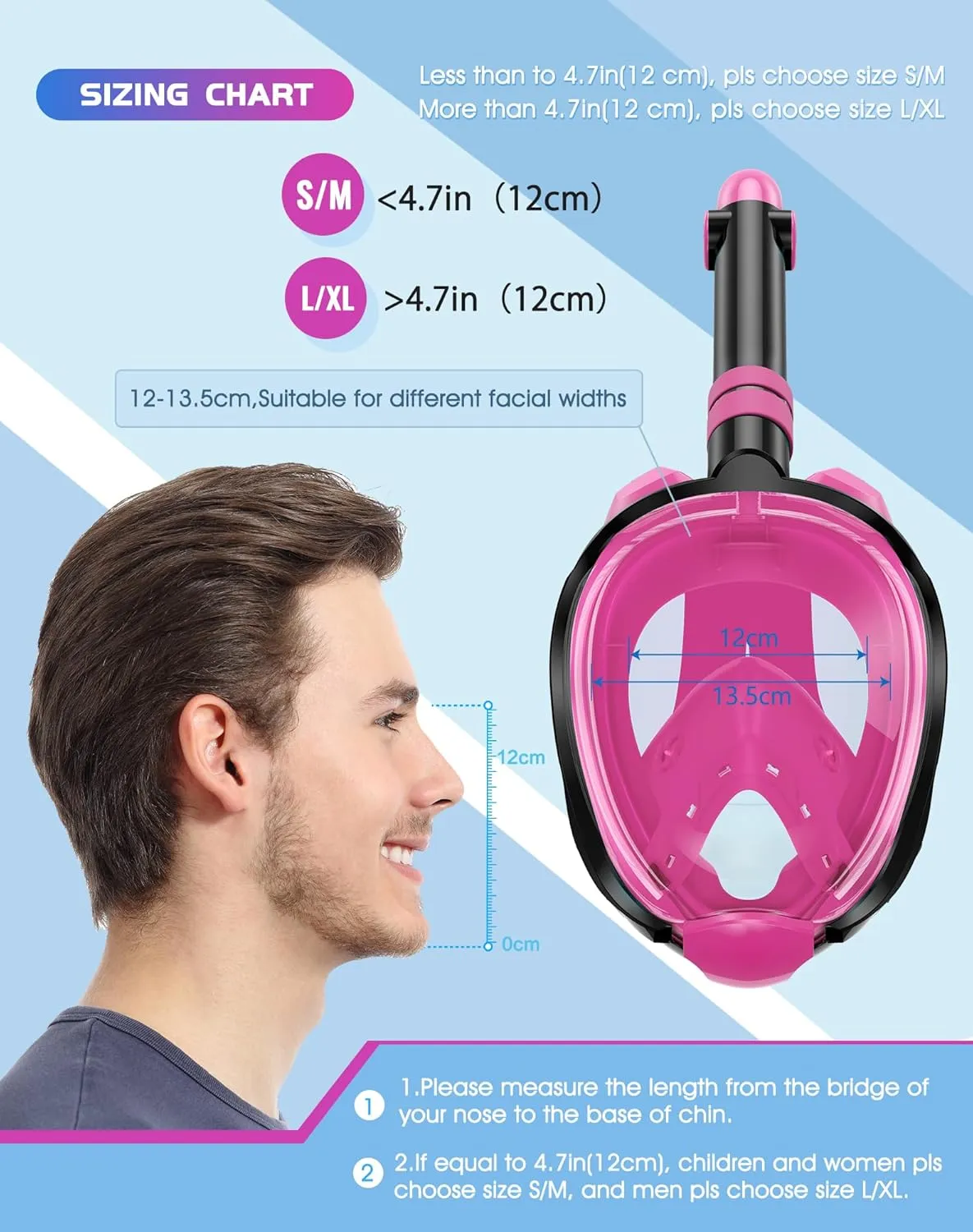 Greatever G2 Snorkeling Gear for Adults 2PCS, Full Face Snorkel Mask with Dry Top Snorkel,Anti-Leak & Anti-Fog Snorkel Mask Adult,Foldable Snorkeling Mask with Camera Mount mesh Bag