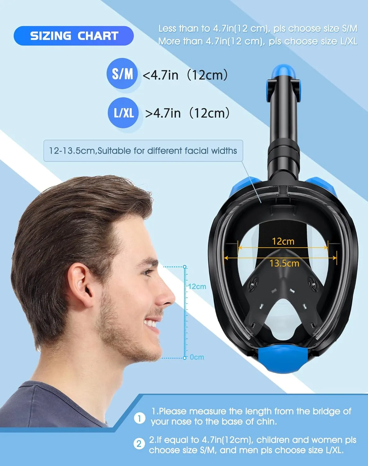 Greatever G2 Snorkeling Gear for Adults 2PCS, Full Face Snorkel Mask with Dry Top Snorkel,Anti-Leak & Anti-Fog Snorkel Mask Adult,Foldable Snorkeling Mask with Camera Mount mesh Bag
