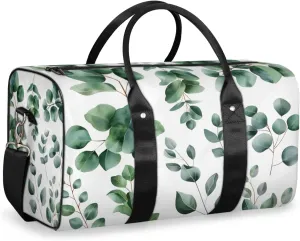 Green Eucalyptus Travel Duffle Bag for Women Men Gym Duffel Foldable Bag Waterproof Weekender Watercolor Floral Plant Leaf Duffle Tote