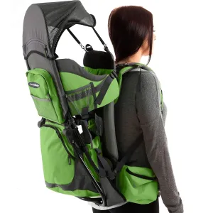 Green Hiking Baby Carrier Backpack System with Diaper Change Pad, Insulated Pocket   Hood to Protect Your Child