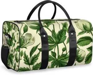 Green Leaves Travel Duffle Bag for Women Men Gym Duffel Foldable Bag Waterproof Weekender Aesthetic Plant Duffle Tote