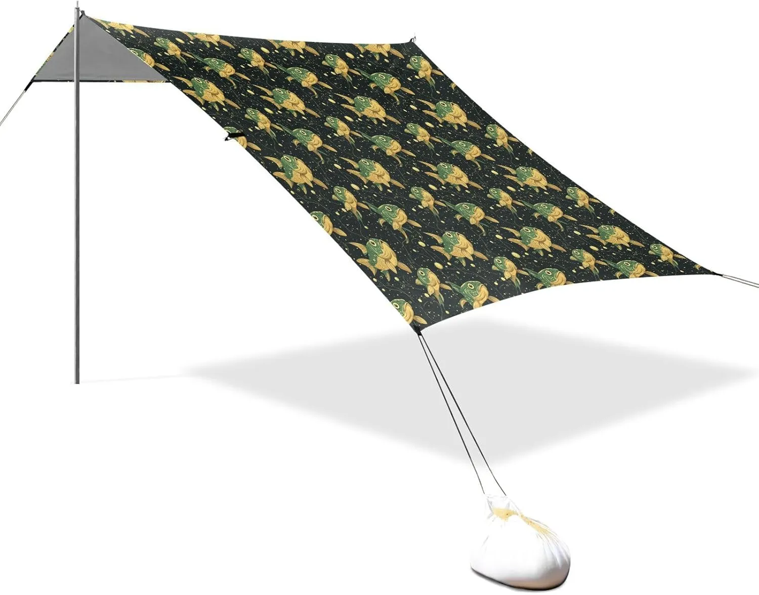 Green Yellow Fish Beach Tent UPF50  Easy Setup Large Sun Shelter with Sand Pockets for Camping, Picnics, Backyard & Fishing