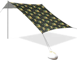 Green Yellow Fish Beach Tent UPF50  Easy Setup Large Sun Shelter with Sand Pockets for Camping, Picnics, Backyard & Fishing