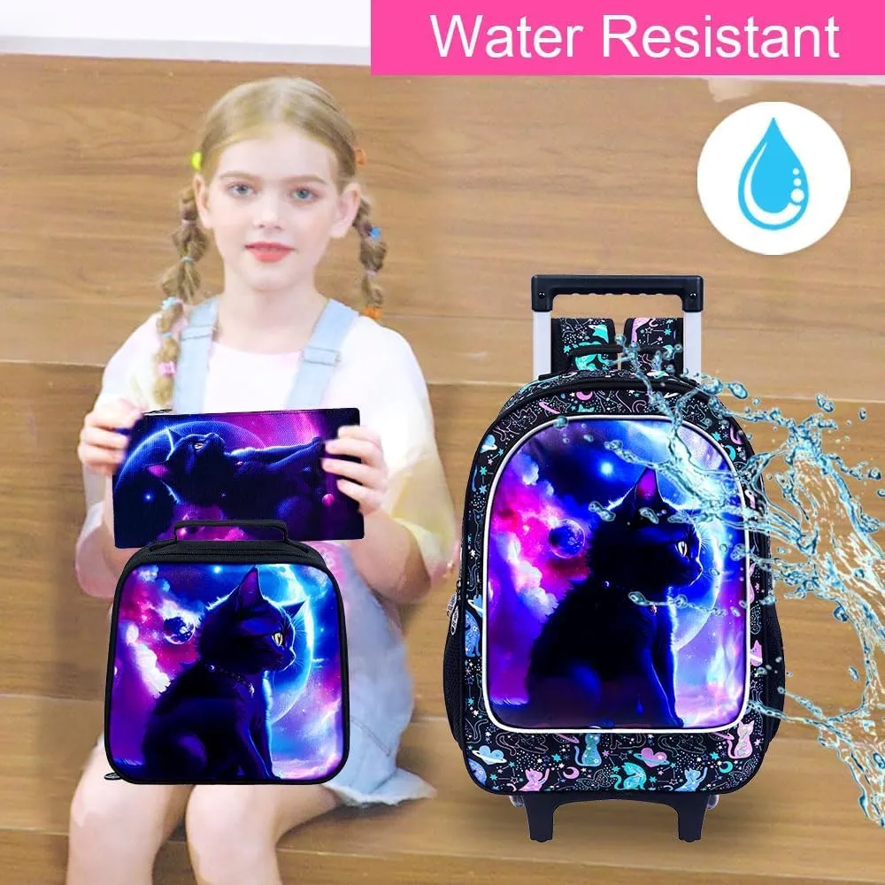 gxtvo Kids Rolling Backpack for Girls, Roller Wheeled Bookbag - Wheeled Elementary School Bag