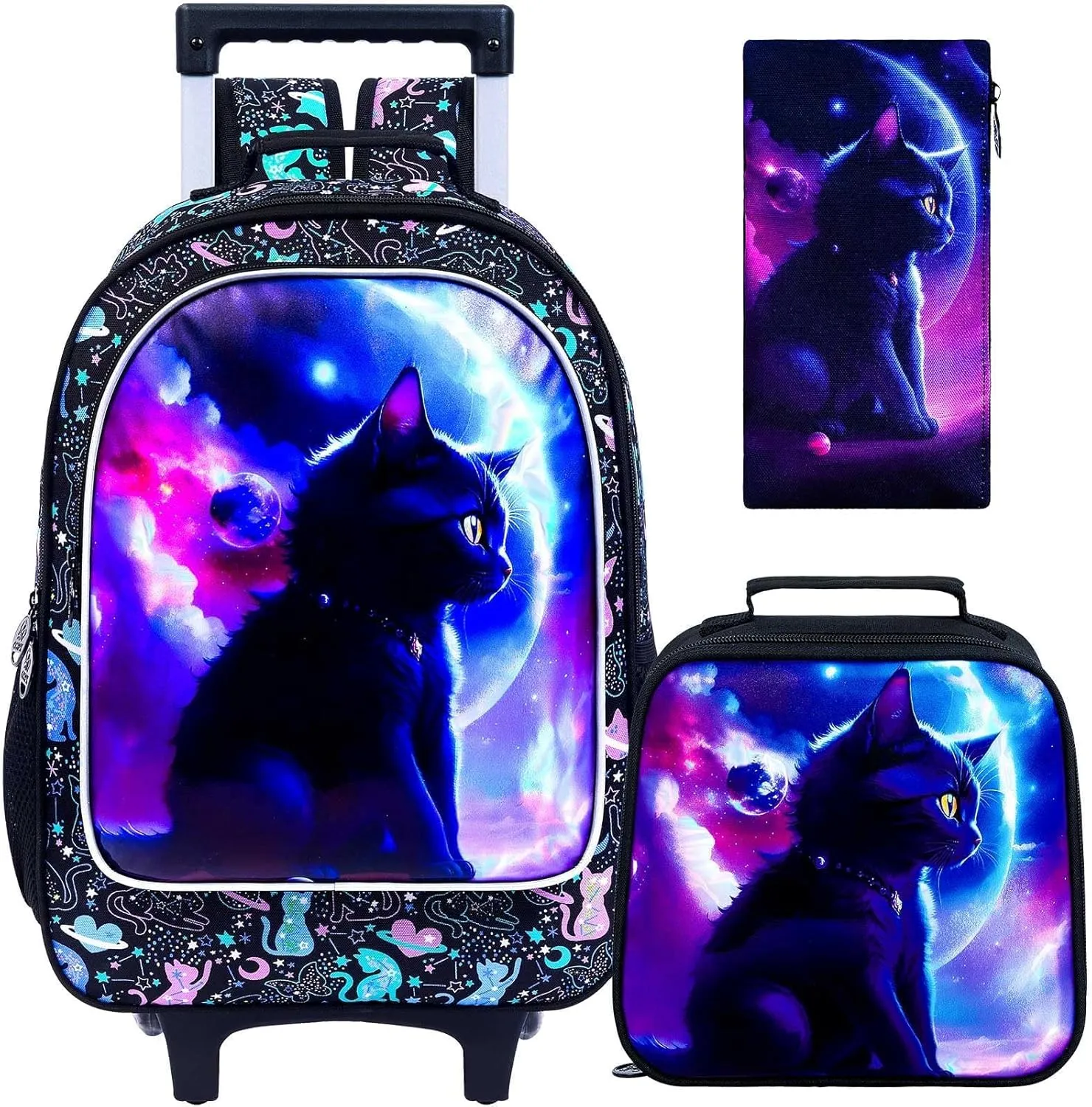 gxtvo Kids Rolling Backpack for Girls, Roller Wheeled Bookbag - Wheeled Elementary School Bag