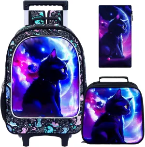 gxtvo Kids Rolling Backpack for Girls, Roller Wheeled Bookbag - Wheeled Elementary School Bag