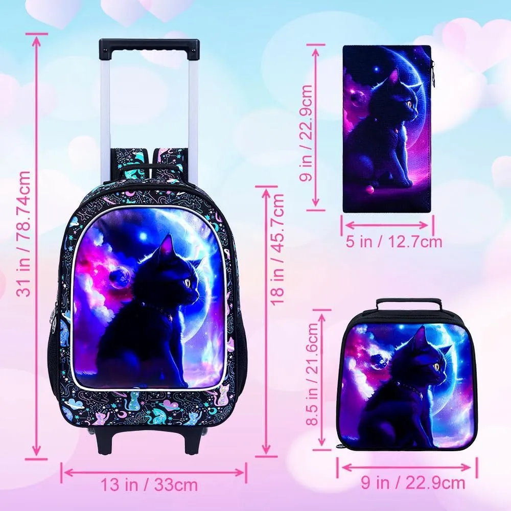 gxtvo Kids Rolling Backpack for Girls, Roller Wheeled Bookbag - Wheeled Elementary School Bag