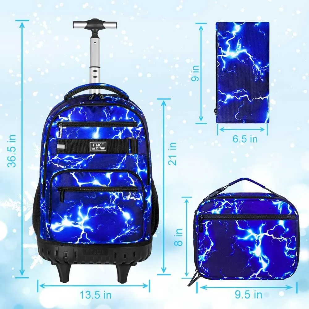 gxtvo Rolling Backpack for Womens and Mens, Adults Wheeled Bookbag with Lunch Box for Girls and Boys.