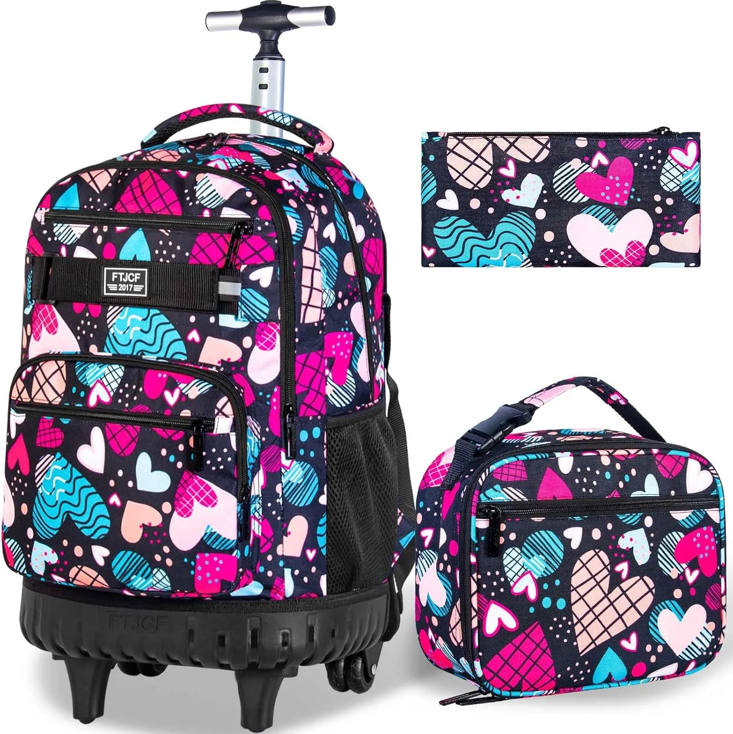gxtvo Rolling Backpack for Womens and Mens, Adults Wheeled Bookbag with Lunch Box for Girls and Boys.