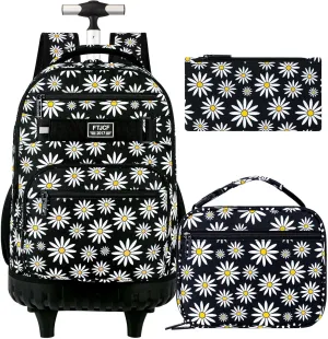 gxtvo Rolling Backpack for Womens and Mens, Adults Wheeled Bookbag with Lunch Box for Girls and Boys.