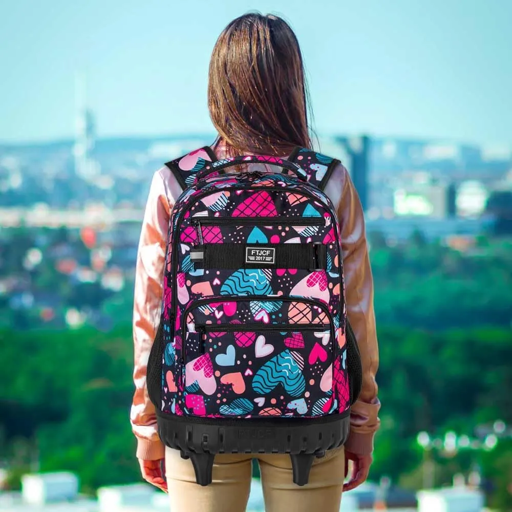 gxtvo Rolling Backpack for Womens and Mens, Adults Wheeled Bookbag with Lunch Box for Girls and Boys.