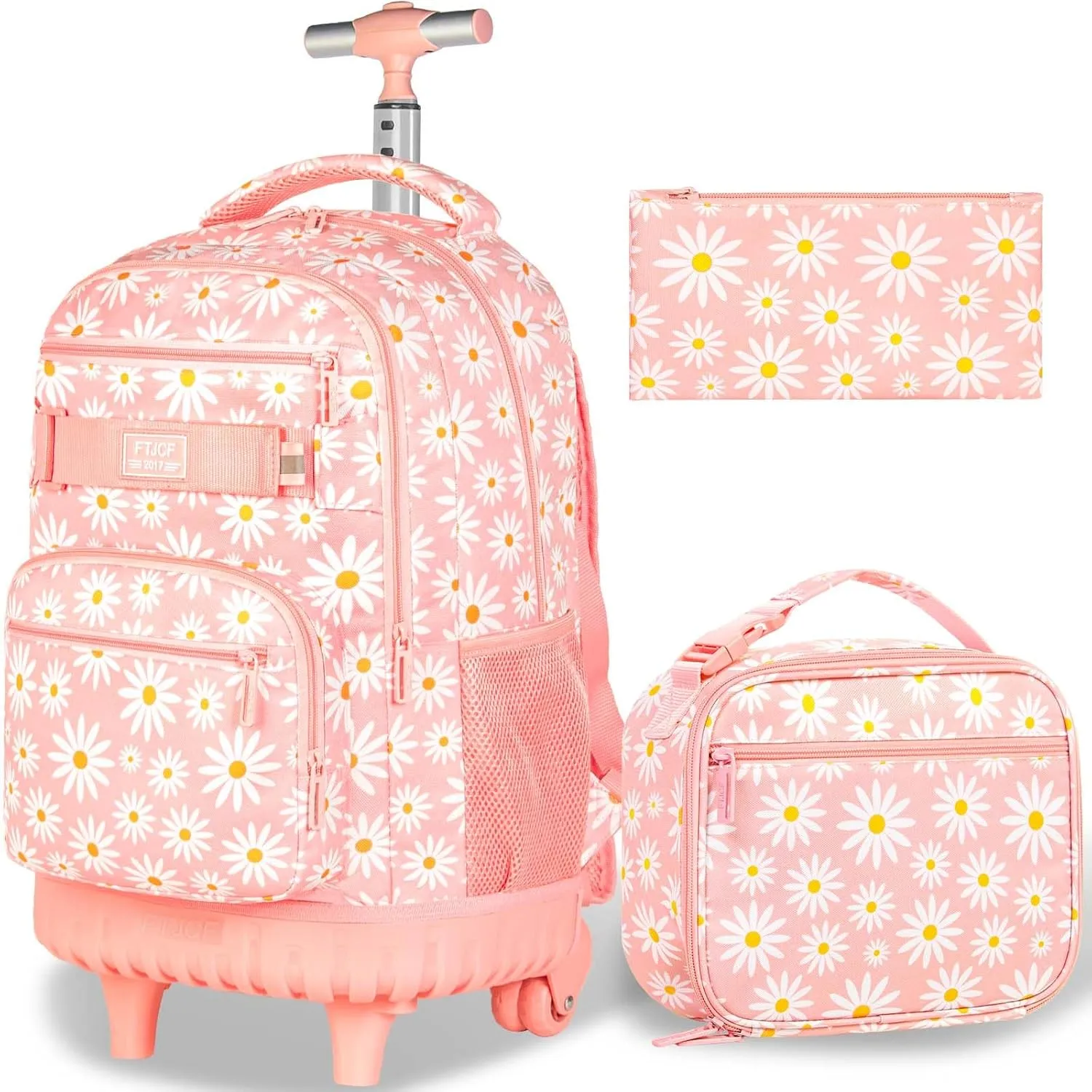 gxtvo Rolling Backpack for Womens and Mens, Adults Wheeled Bookbag with Lunch Box for Girls and Boys.