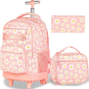 gxtvo Rolling Backpack for Womens and Mens, Adults Wheeled Bookbag with Lunch Box for Girls and Boys.