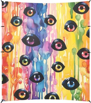 Halloween Scary Eyes Ball on Rainbow Beach Cabana UPF50 Water-Resistant Large Portable Sun Shelter with Sandbags and Shovel for Camping, Picnics, Backyard & Fishing