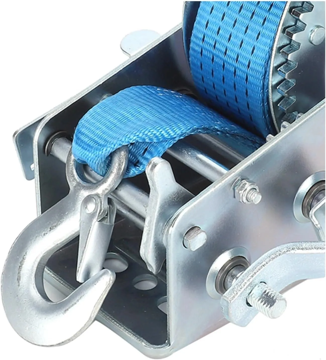 Hand Crank Winch, 1200lb Marine Trailer Hand Winch, Heavy Duty Manual Winch with Belt, 1200lb Load Capacity, Marine ATV Trailer Tool,for Trailer, Boat (Blue 1)