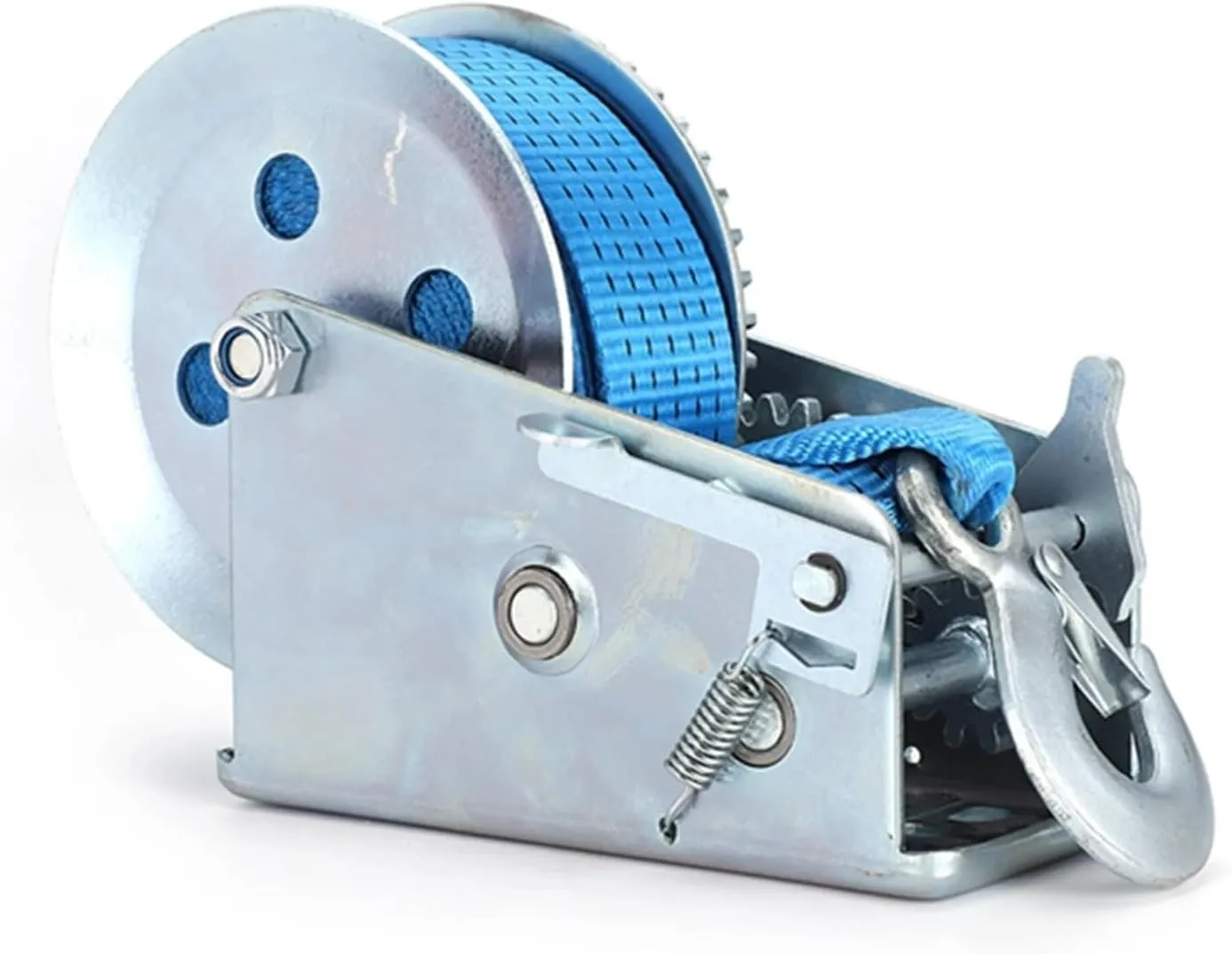 Hand Crank Winch, 1200lb Marine Trailer Hand Winch, Heavy Duty Manual Winch with Belt, 1200lb Load Capacity, Marine ATV Trailer Tool,for Trailer, Boat (Blue 1)