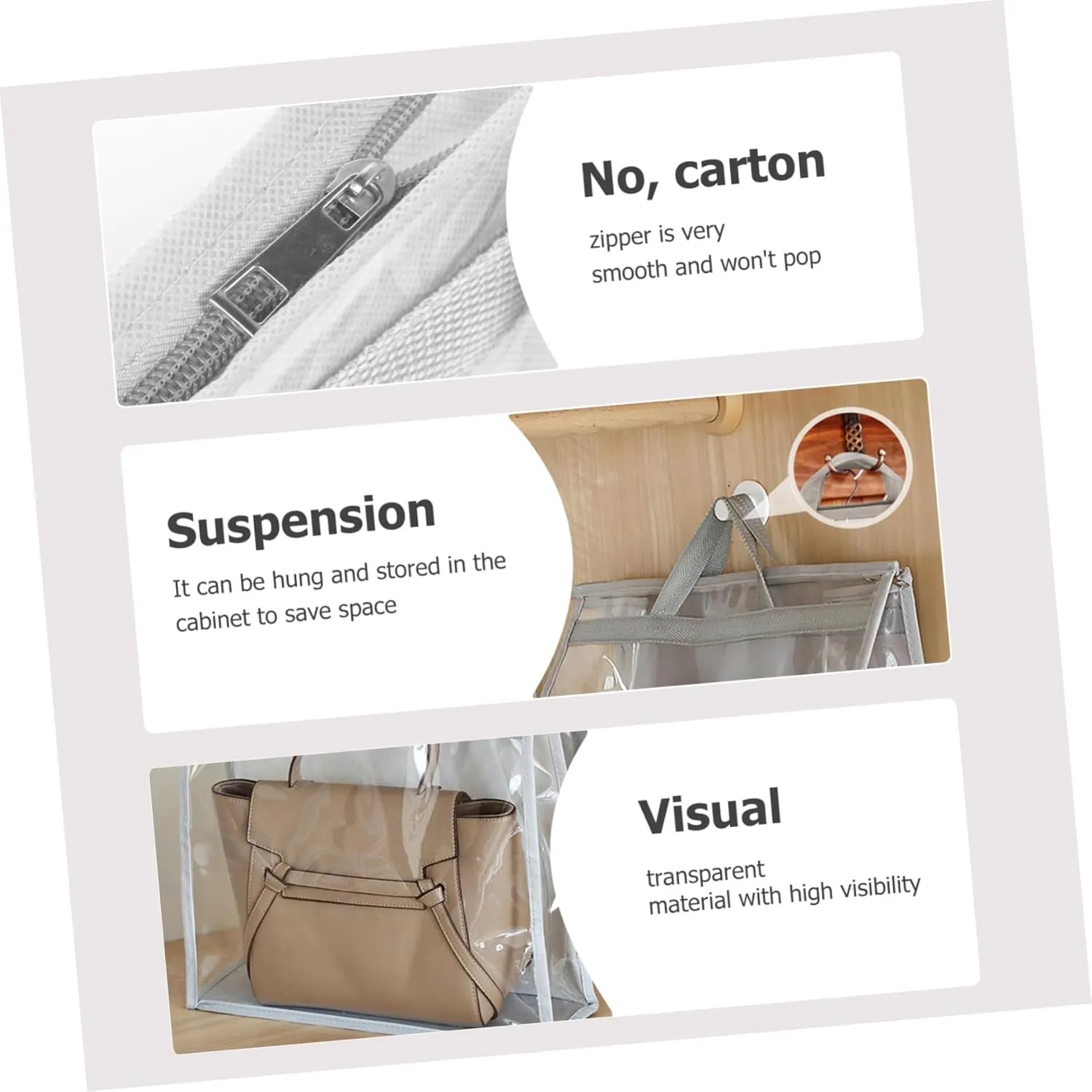Handbag Bag Cover Bag Organizer Storage Pouch Waterproof Reusable Easy to Clean