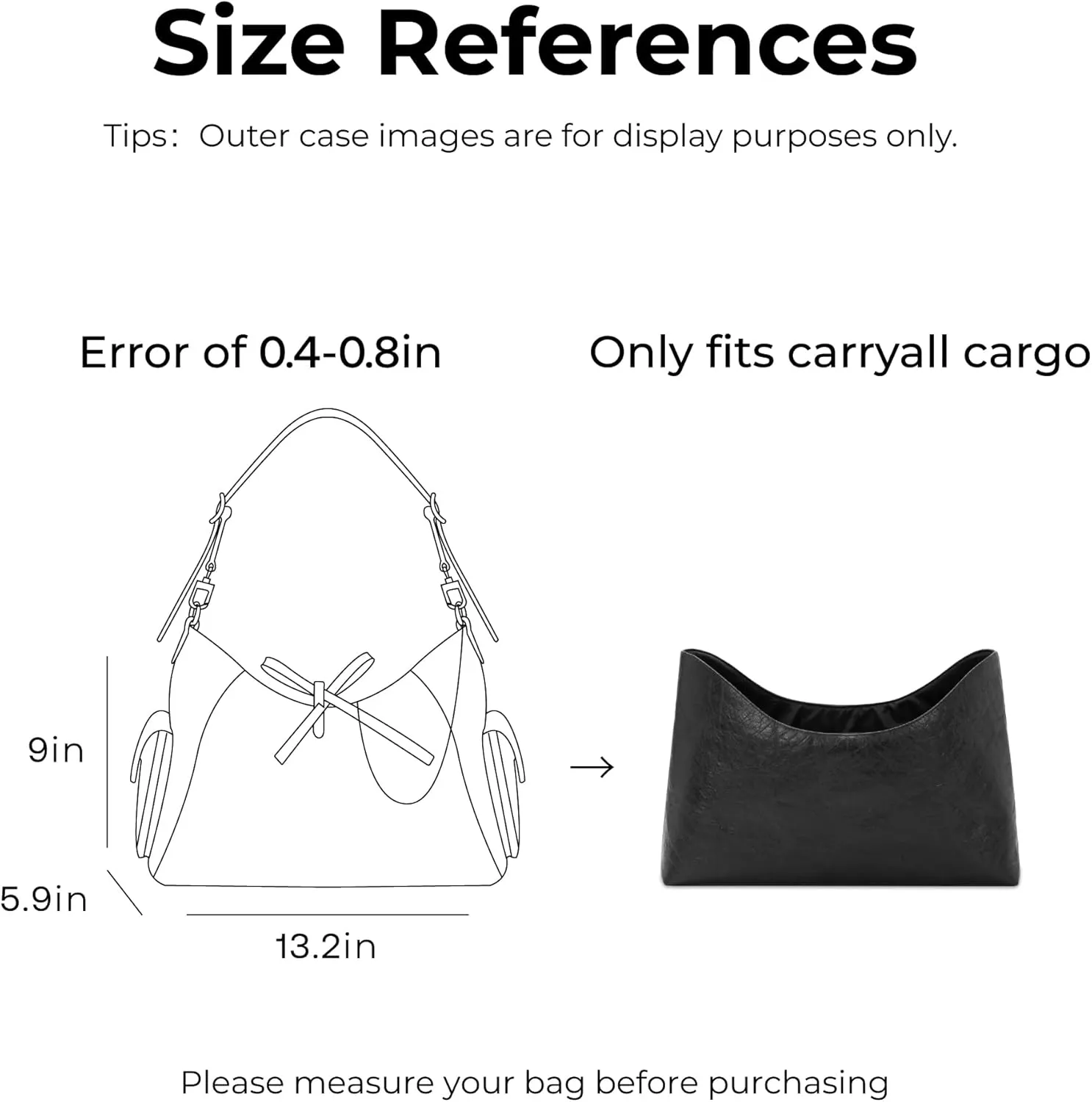 Handbag Organizer Insert for LV CarryAll Cargo Vibe PM, Custom Fit Inside Premium Matte Black Lightweight WaterResistant Purse Insert with Cup Holder Accessories
