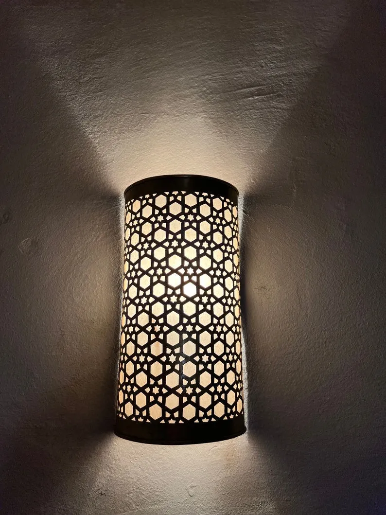 Handmade Brass Wall Sconces, Art Décor Light Fixtures -Set of Two Moroccan Wall Lights