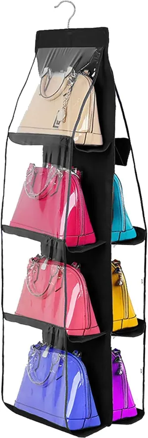 Hanging Handbag Organizer Dust-Proof Storage Holder Bag Wardrobe Closet for Purse Clutch with 8 Larger Pockets (2, 8 Bags)