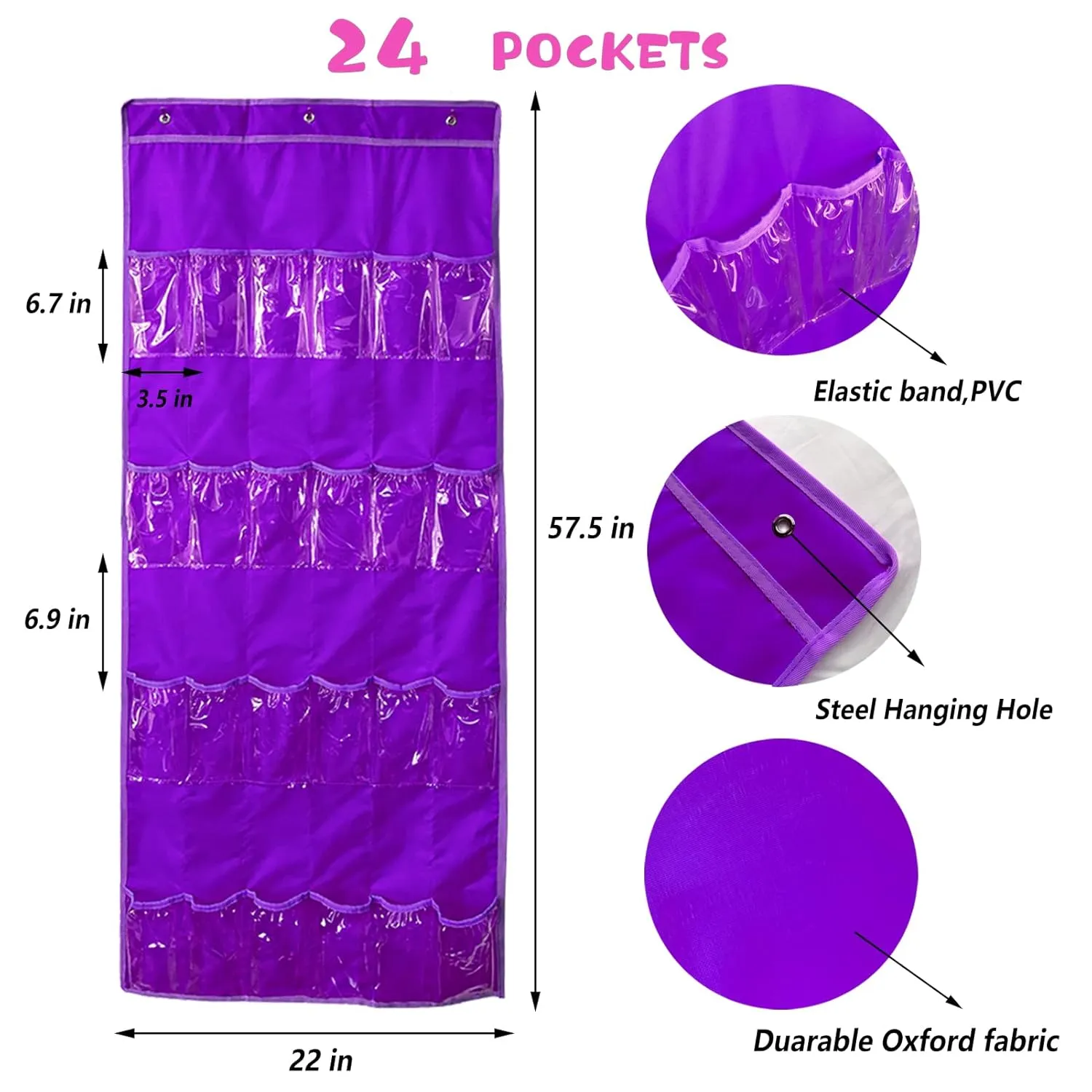 Hanging Over Door Toy Storage Organizer (24 Pockets), Compatible with LOL OMG Dolls Surprise Doll (Toys Not Included), (57.5''x22'')