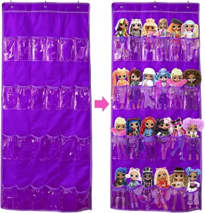 Hanging Over Door Toy Storage Organizer (24 Pockets), Compatible with LOL OMG Dolls Surprise Doll (Toys Not Included), Purple(57.5''x22'') (Purple)