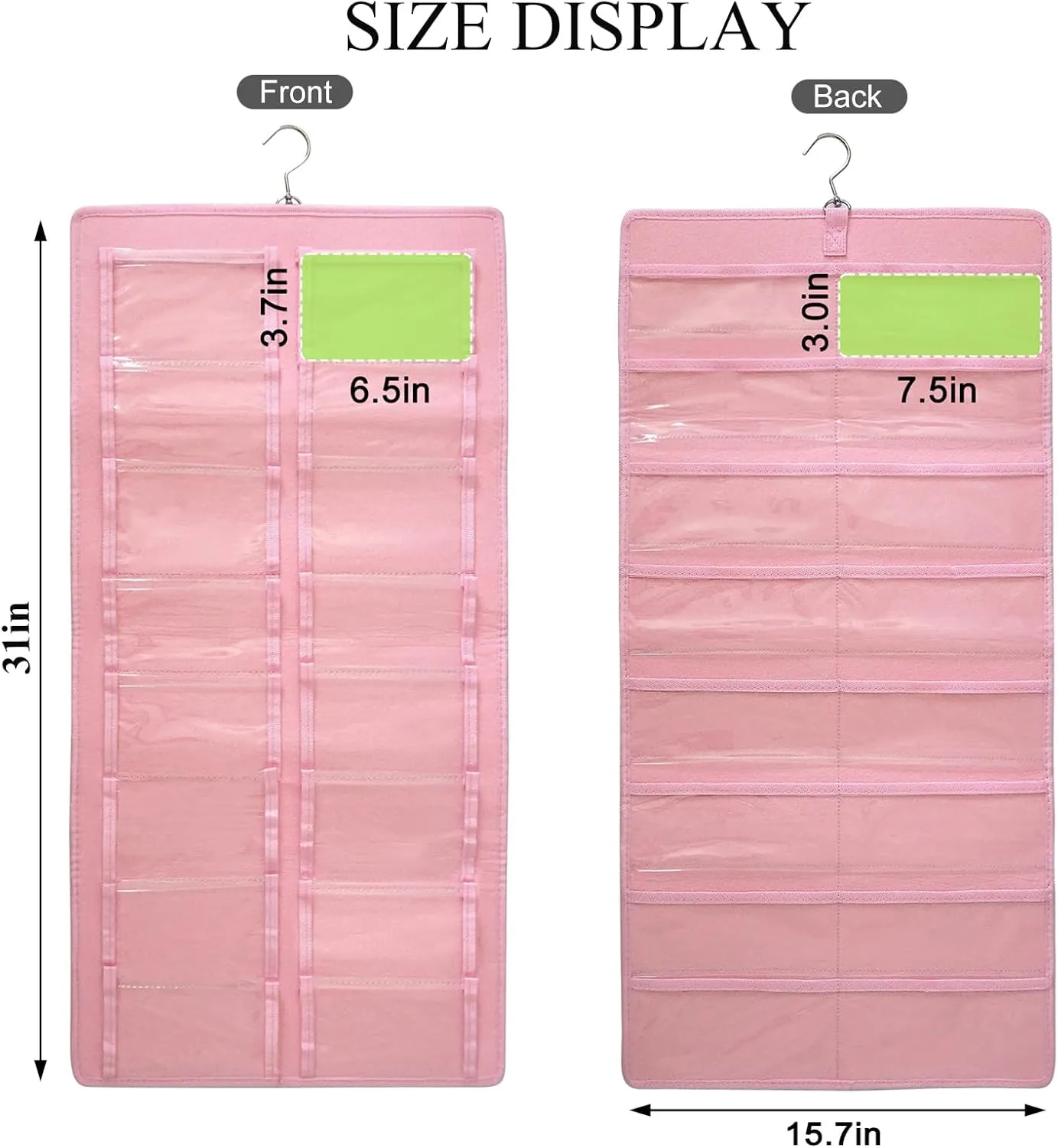 Hanging Sunglasses Organizer, Dust Proof Eyeglasses Holder with 32 Clear Slots, Sunglasses Organizer Storage Wall Mounted, Sunglasses Display With 360-Degree Rotating Hook (Pink)