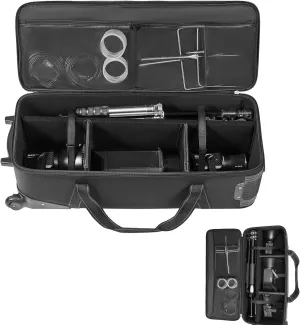 Happybuy Studio Equipment Trolley Case, 46.46 x 14.57 x 11.81 in (118 x 37 x 30 cm), Rolling Camera Bag with Wheels, Straps