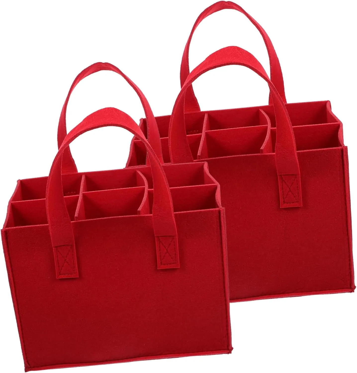 Happyyami 2Pcs Portable Wine Storage Tote Bag Compartments Felt Carrier for and Wine Bottles Lightweight and Design