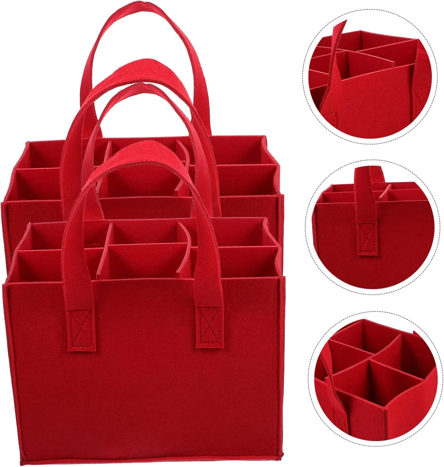 Happyyami 2Pcs Portable Wine Storage Tote Bag Compartments Felt Carrier for and Wine Bottles Lightweight and Design