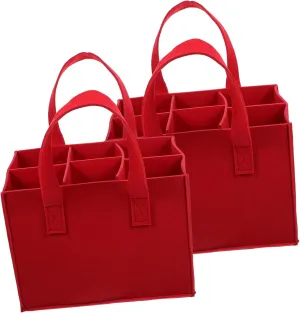 Happyyami 2Pcs Portable Wine Storage Tote Bag Compartments Felt Carrier for and Wine Bottles Lightweight and Design