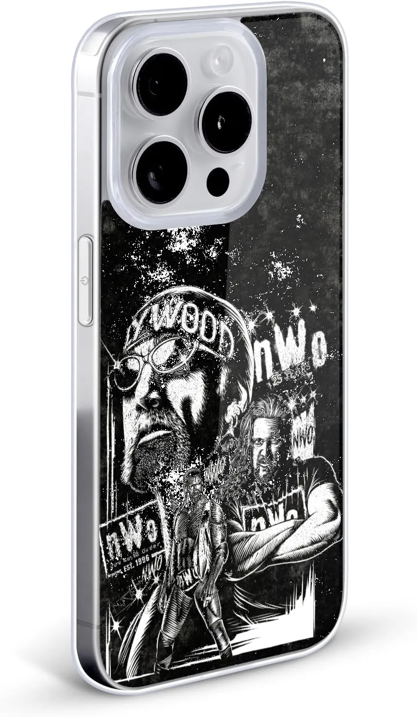 Head Case Designs Officially Licensed WWE Fathead Superstar NWO Gel Case [Military Grade Protection] Compatible with Apple iPhone 15 Plus