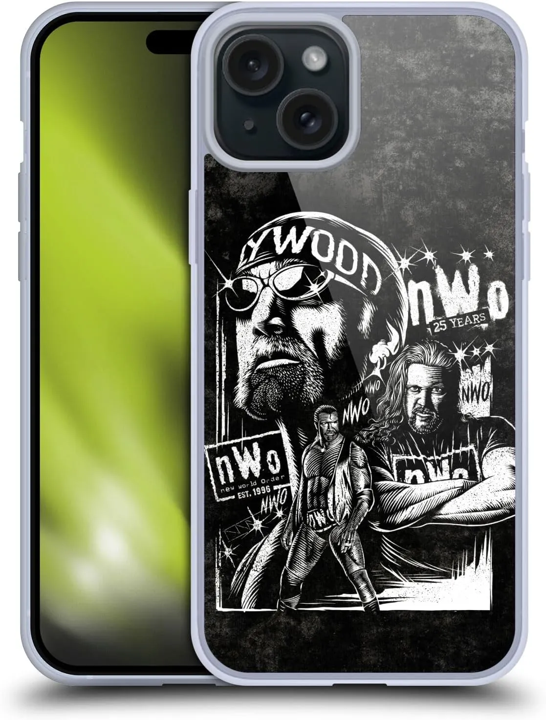Head Case Designs Officially Licensed WWE Fathead Superstar NWO Gel Case [Military Grade Protection] Compatible with Apple iPhone 15 Plus