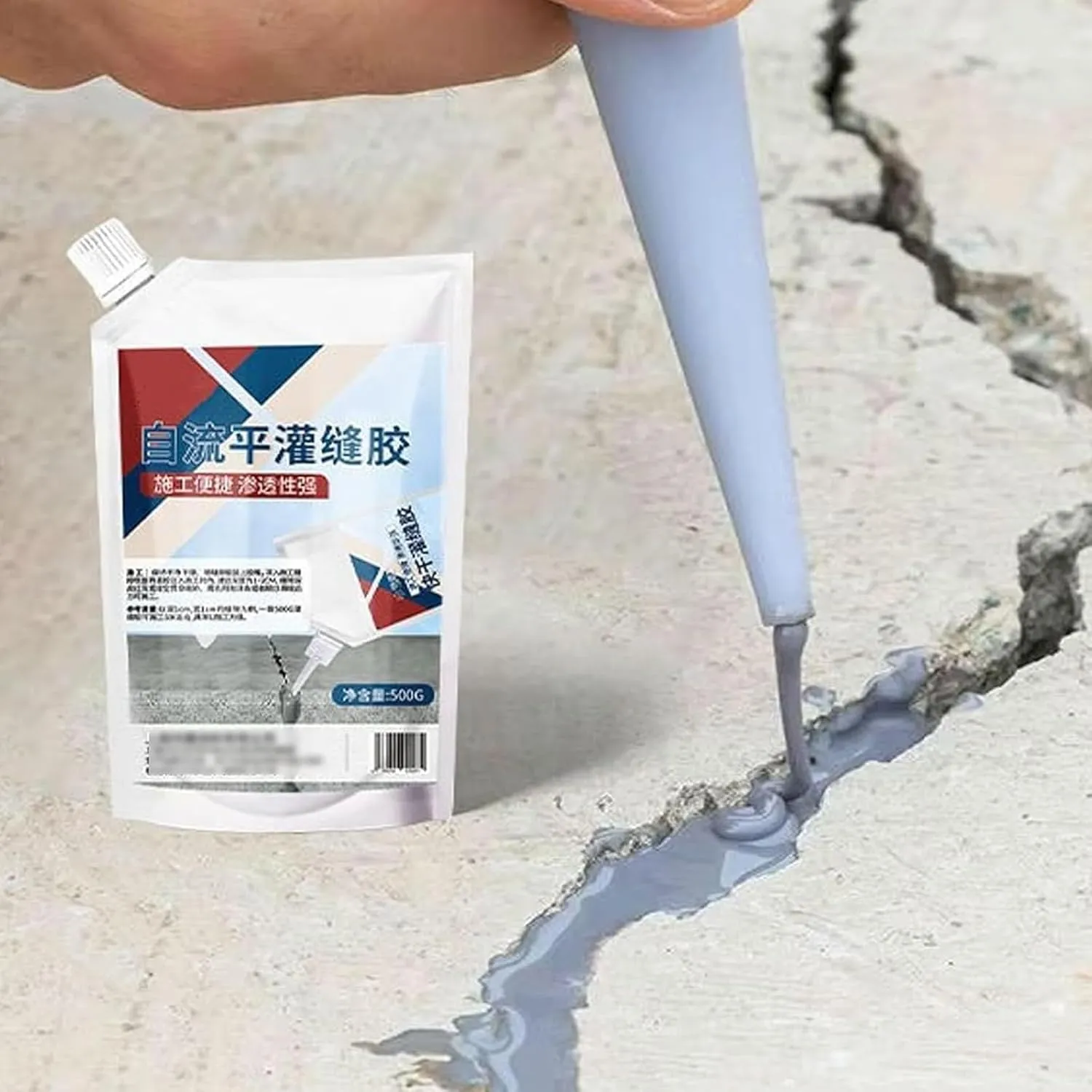 Heavy-Duty Concrete Crack Repair Adhesive,Slab Crack Repair,Caulking Glue for Concrete,Concretes Adhesive Outdoor Waterproof,For Roof Exterior Wall Gap Repair,Road Pothole Filling Liquid (White, 500g)