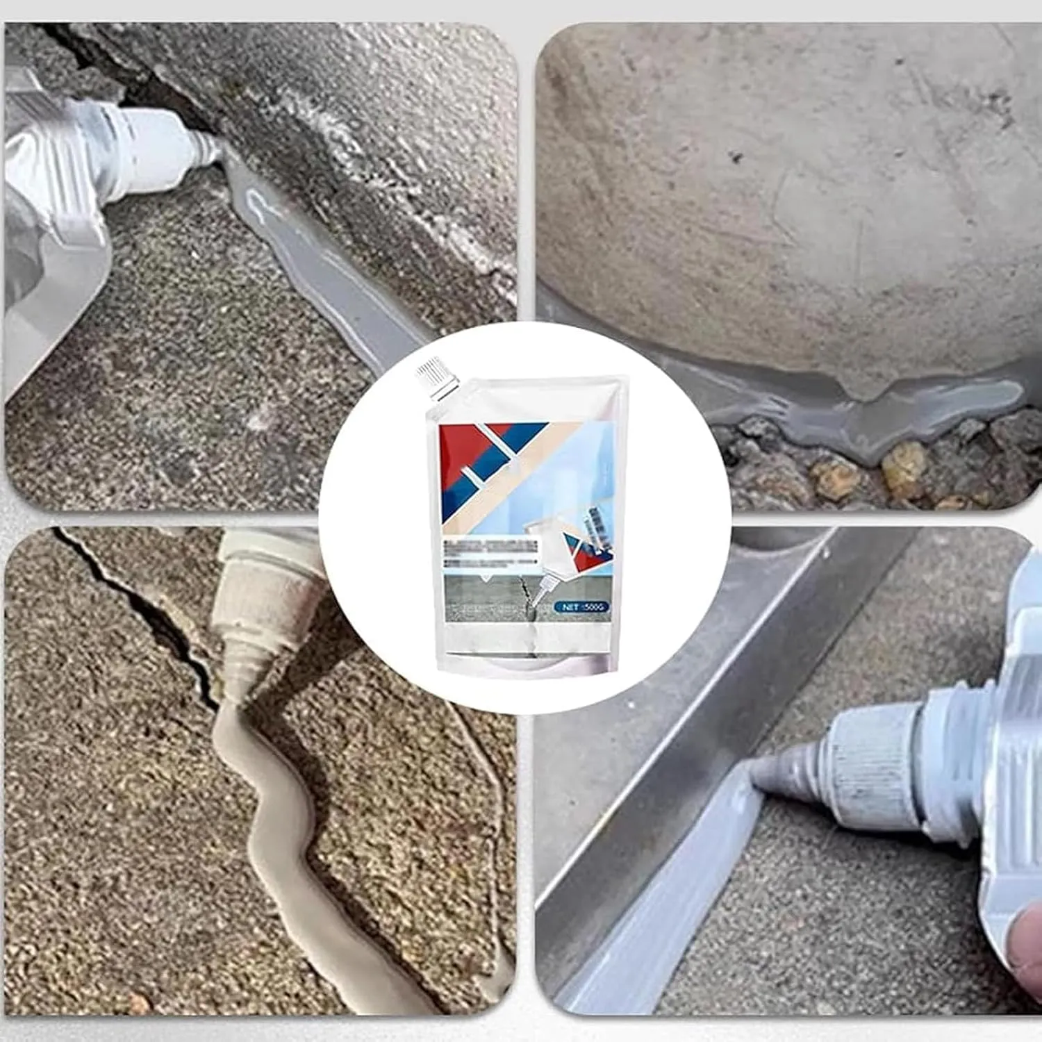 Heavy-Duty Concrete Crack Repair Adhesive,Slab Crack Repair,Caulking Glue for Concrete,Concretes Adhesive Outdoor Waterproof,For Roof Exterior Wall Gap Repair,Road Pothole Filling Liquid (White, 500g)