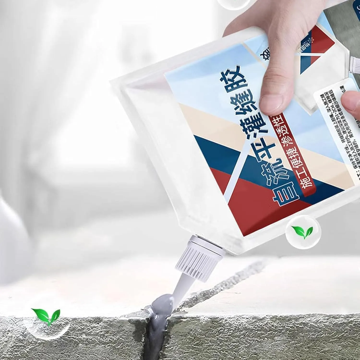 Heavy-Duty Concrete Crack Repair Adhesive,Slab Crack Repair,Caulking Glue for Concrete,Concretes Adhesive Outdoor Waterproof,For Roof Exterior Wall Gap Repair,Road Pothole Filling Liquid (White, 500g)