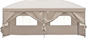 Heavy Duty Khaki Party Tent 10x20, Adjustable Height Enhanced Ventilation Side Windows, Equipped with Roller Storage Bag, UV Proof Certification