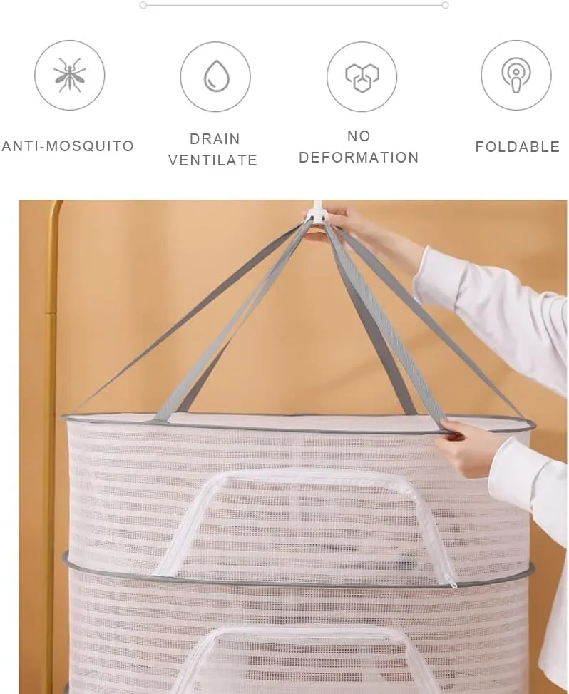Herb Drying Rack 1 Layer Hanging Mesh Net for Plants Hanging Drying Fish Net Foldable Hanging Mesh Dryer for Buds, Fruits, Hydroponics Flowers, Vegetables, Fish or Clothes, Doll