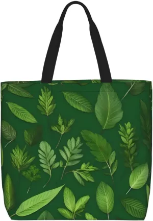 Herb Plant Leaves Print Casual Shoulder Bag Handbag Outdoors Holiday Weekender Travel Shopping