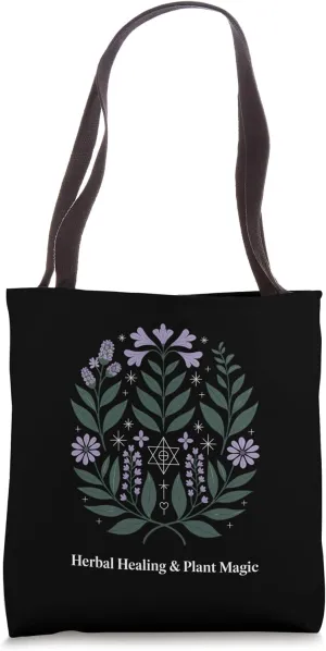 Herbal Healing and Plant Magic Botanical Mandala Tote Bag