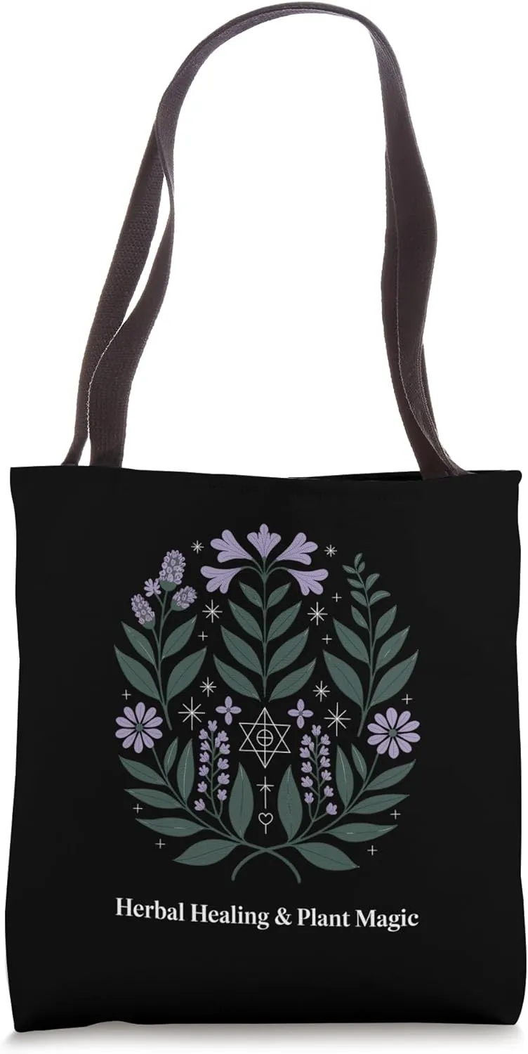 Herbal Healing and Plant Magic Botanical Mandala Tote Bag