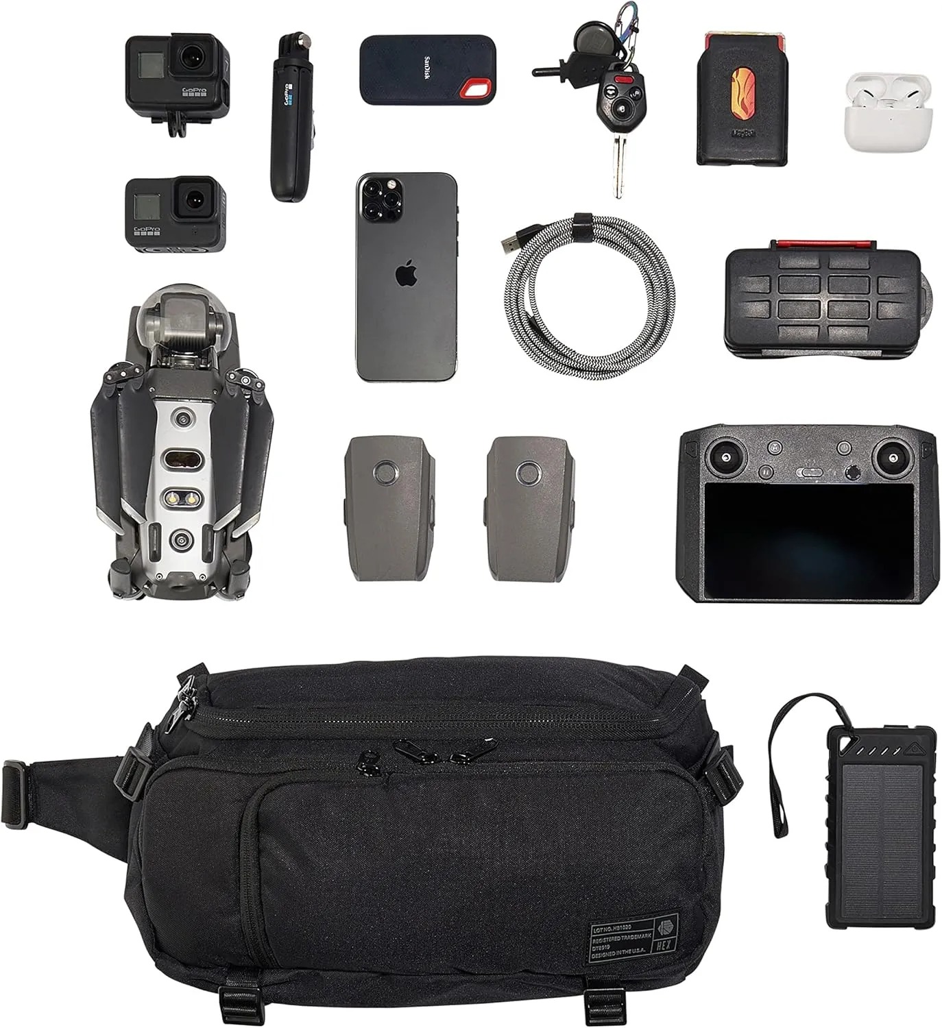 Hex Ranger DSLR Sling, Black, with Adjustable Carry Straps, Collapsible Interior Dividers & More, Black