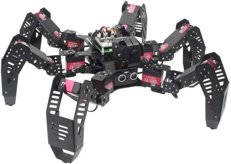 Hexapod Spider Robot Kit Raspberry Pi 4B DIY Educational Tool, fully opened 24*15.75*27.5 inches, Black