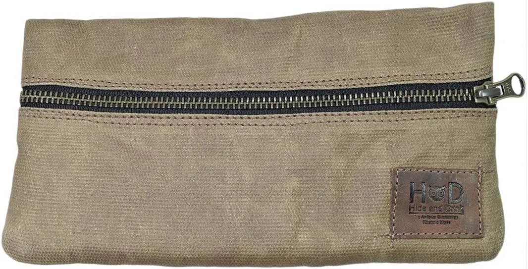 Hide & Drink, Travel Accessory Kit Bag, Pouch Holder, Secure Fit, Cord Storage G Pen Soft Travel Bag, Waxed Canvas, Handmade, Fatigue