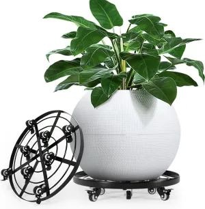 Highpro 20" Plant Stand with Wheels, 440lbs Heavy Duty Planter Caddy for Outdoor Indoor with Lockable Casters Wheels, Large Rolling Dolly Planter Caddy Flower Pot Mover, Black