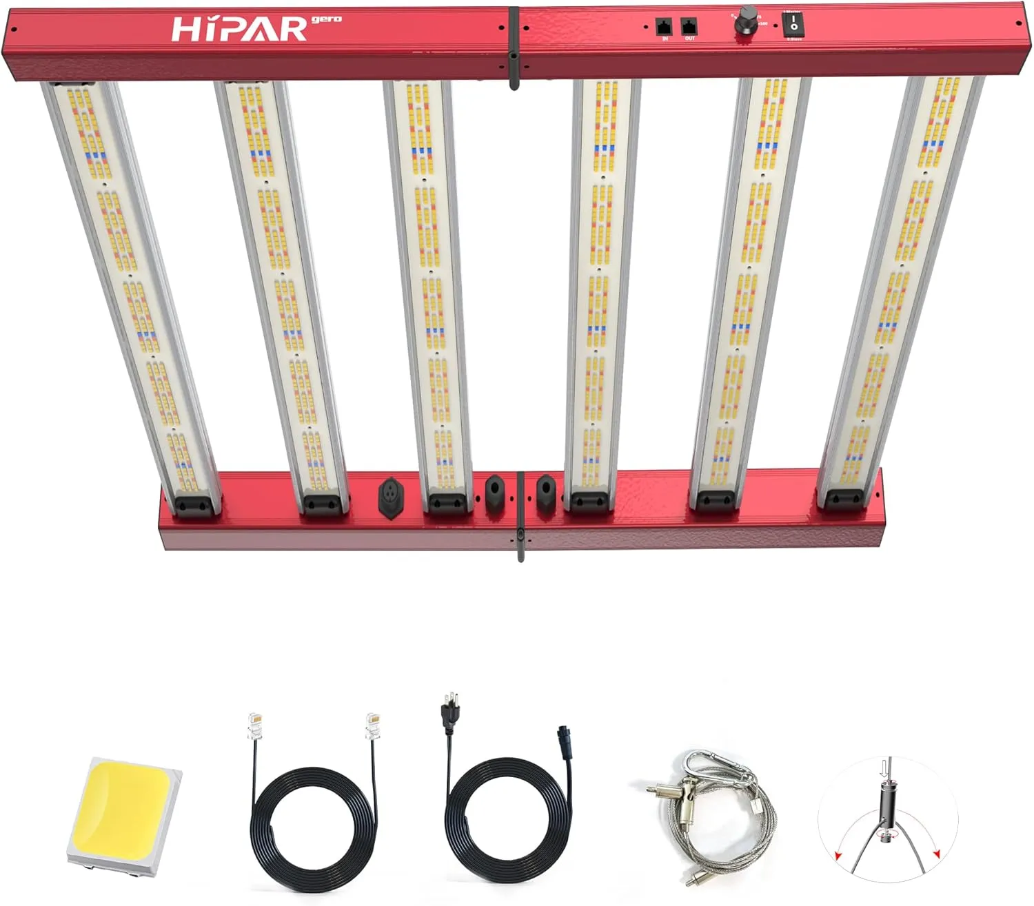 HIPAR HG-3500 LED Grow Light 350 watt Grow Light with Osram Diodes,Foldable 6 Bars More Even PPFD & 0-10V Control & 100 Sets Daisy Chain in 3x4 GrowTent